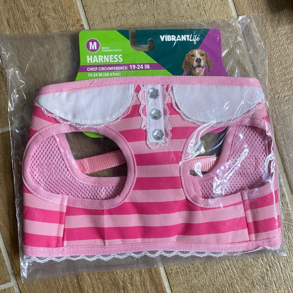 Vibrant Life Stripe & Lace Harness for Medium Dog Pink S - Picture 4 of 8
